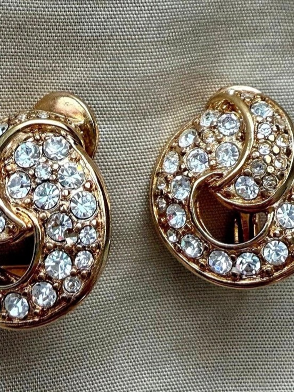 Monet Crystal Clip-On Earrings in Gold